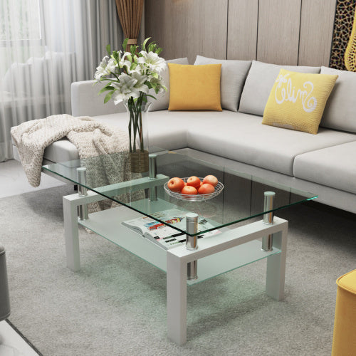 White Coffee Table, Clear Coffee Table, Modern Side Center Tables For Living Room, Living Room Furniture