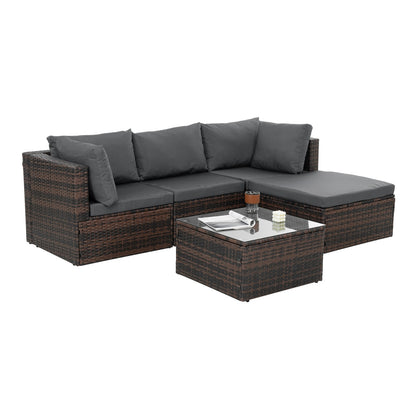 Patio Furniture, Outdoor Furniture, Seasonal PE Wicker Furniture, 5 Set Wicker Furniture With Temper