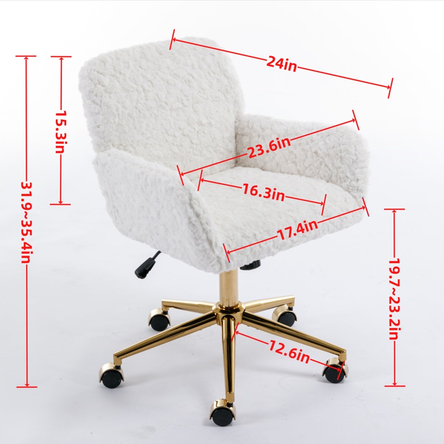 A&A Furniture Office Chair,Artificial Rabbit Hair Home Office Chair With Golden Metal Base,Adjustabl