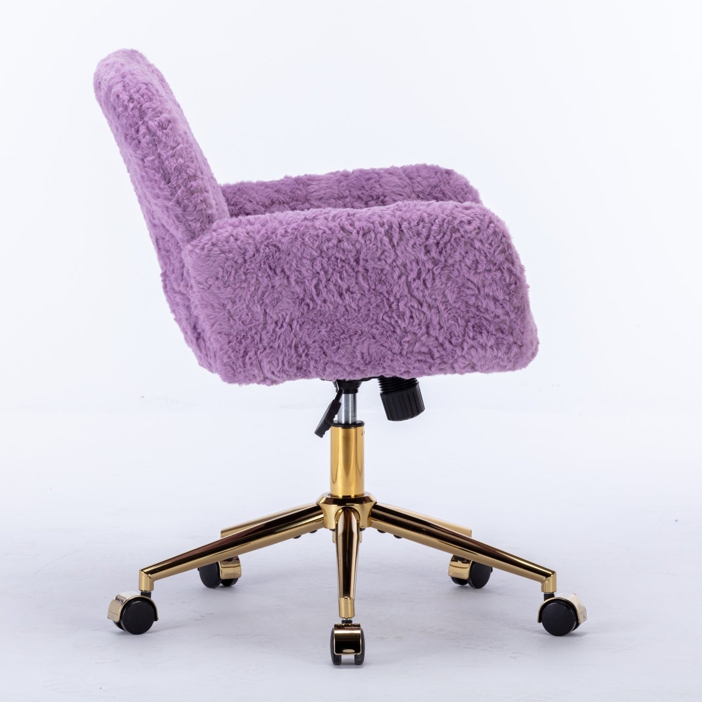 A&A Furniture Office Chair,Artificial Rabbit Hair Home Office Chair With Golden Metal Base,Adjustabl