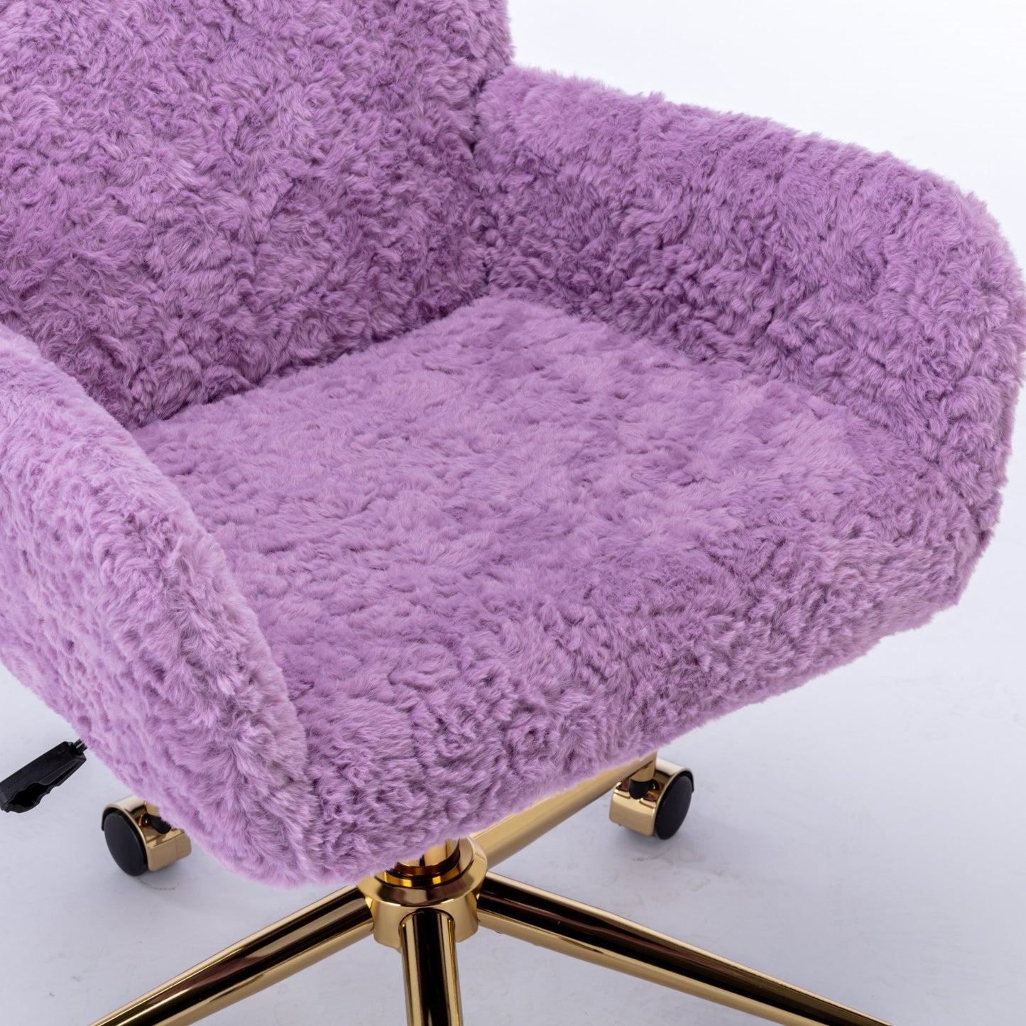 A&A Furniture Office Chair,Artificial Rabbit Hair Home Office Chair With Golden Metal Base,Adjustabl