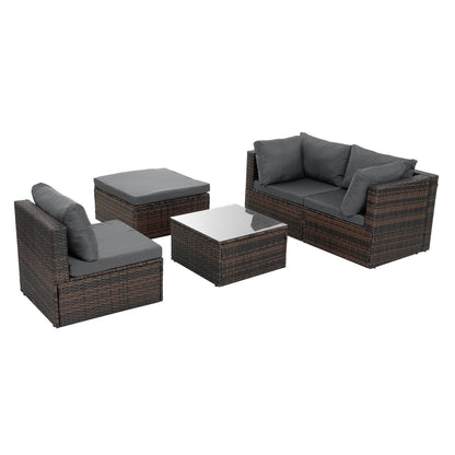 Patio Furniture, Outdoor Furniture, Seasonal PE Wicker Furniture, 5 Set Wicker Furniture With Temper