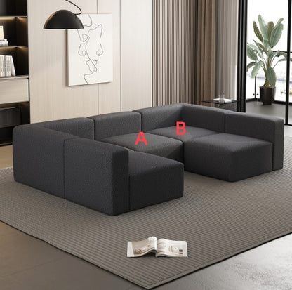 104.3270.86 Modular Sectional Sofa Sleeper Couch, Sectional Sofa With Chaise And Ottoman, Convertible U Shaped Modular Sofa Set. Compressed Sponge, Dark Grey