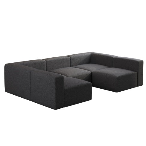 104.3270.86 Modular Sectional Sofa Sleeper Couch, Sectional Sofa With Chaise And Ottoman, Convertible U Shaped Modular Sofa Set. Compressed Sponge, Dark Grey