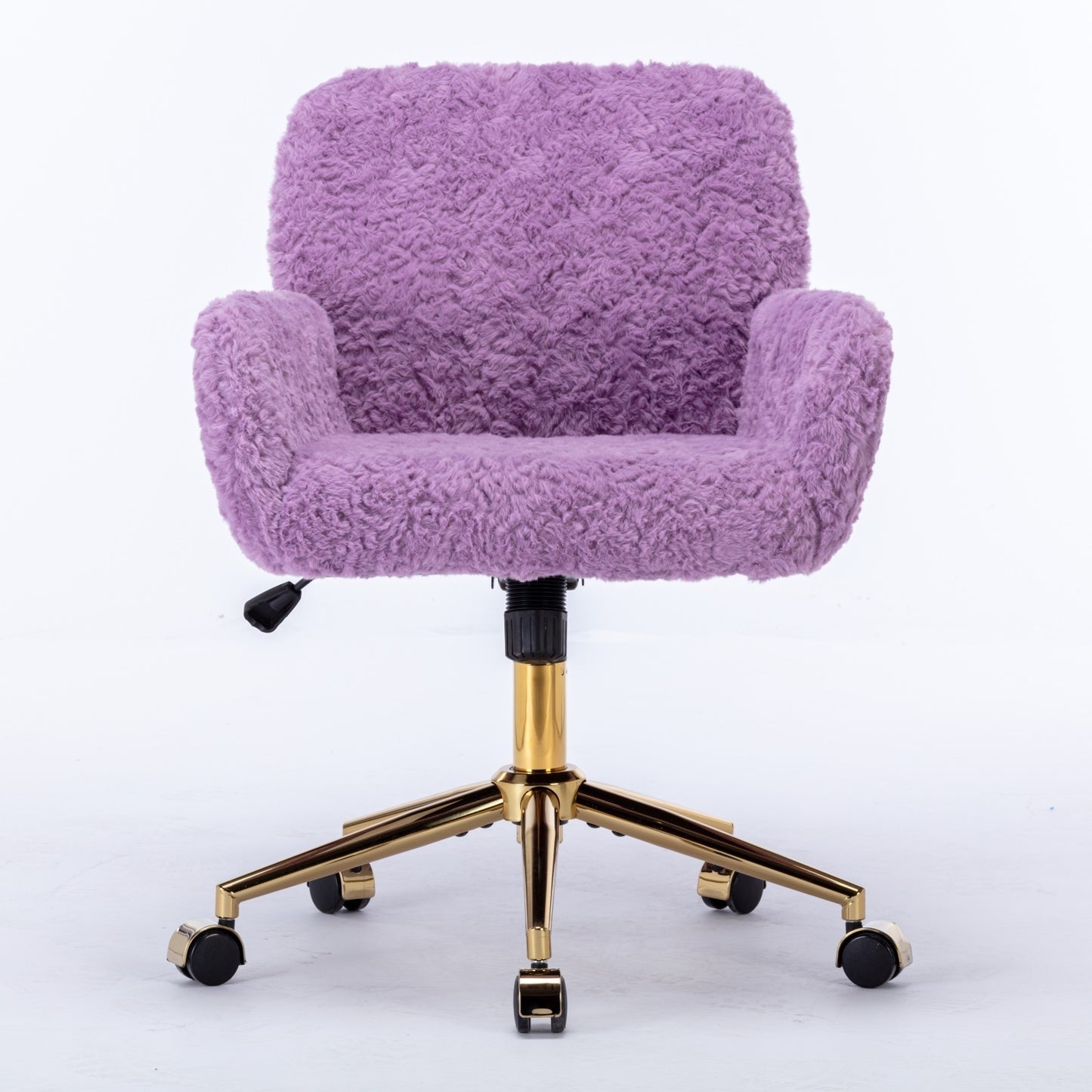 A&A Furniture Office Chair,Artificial Rabbit Hair Home Office Chair With Golden Metal Base,Adjustabl